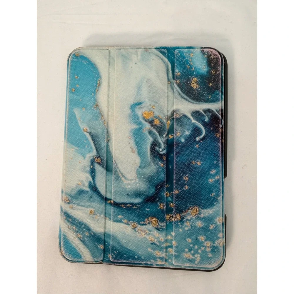 Blue Marble Gold Folio iPad mini 4 /5 Tri-Fold Stand Cover pencil holder 105-11